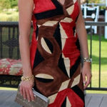 Ralph Lauren Lauren  Abstract Geometric V-Neck Dress Size XL Jersey Stretch Photo 0