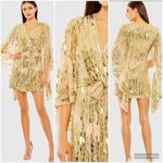 Mac Duggal NWT  CAPE BACK GEOMETRIC SEQUIN ROBE DRESS M 8 10 Photo 1