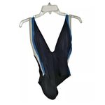 Solid & Striped The Zoe One Piece Swimsuit Black Blue White Size Small V Neck Photo 3