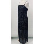 Vintage Y2k Maxi Overlay Glitter Floral Dress Split Front Gown Black Silver Size M Photo 5