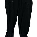 XCVI Wearables Cropped Pants XL Black Ruched Leg Zipper Pockets Drawstring Waist Photo 0