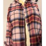 Old Navy  Size Small Pink Multicolor Cropped Plaid Flannel Boyfriend Shirt Photo 5