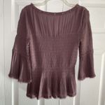 Free People  Womens Small Purple Smocked V Neck Top Boho Festival Photo 5