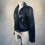 BLANKNYC Faux Leather Full Zip Moto Jacket Black Size XS Photo 5