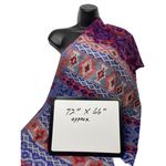 Women’s‎ Oversized Blanket Scarf Multi Tribal Geometric Fringe 72x66 Blue Photo 1