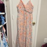 Lulus Exceptional Sweetness Peach Floral Chiffon Pleated Maxi Dress Size XL Photo 3