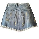 McGuire Denim MCGUIRE IZABEL EMBROIDERED BLUE DENIM RAW HEM HIGH RISE MINI SKIRT 26 Photo 5