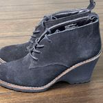 White Mountain  Women's Lambert Lace-Up Suede Wedge Booties Black Size 7.5 M Photo 5