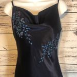 Alex Evenings Y2K navy beaded slip cowl neck floral satin formal Gown small Photo 15