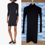 Enza Costa Stretch Silk Rib Long Sleeve Turtleneck Mini Dress small Black Photo 0