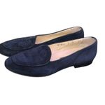 Cole Haan  Blue Suede Leather Embroidered Loafers Size 6‎ B Preppy Quiet Luxury Photo 3