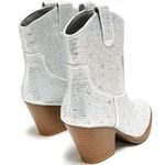 Forever Link Silver Rhinestone Ankle Cowboy Boots Photo 7