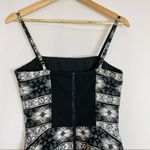 Sam Edelman Aztec Pattern Skater Dress Flared Metallic Thread Black White Size 4 Photo 7