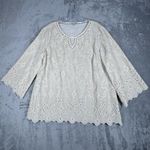 John Mark Shirt Womens Medium Cream Ivory‎ Eyelet Lace Fairy Bohemin Peasant Photo 1