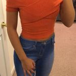 Orange Over The Shoulder Crop Top Photo 0