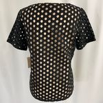 Coldwater Creek New Circle Eyelet Top Black Embroidered Overlay With Nude Lining Photo 5