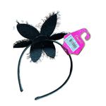 Candie's Headband Hair catcher Polka Dot Feather Flower Black Pearl Beaded Retro Photo 1