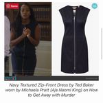 Ted Baker  Navy Textured Blue Zip Shift Dress Size‎ 1 Small 4 Photo 3