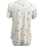 Miami Floral Embroidered Blouse Size L Cream Photo 3