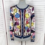 Talbots Tea Party Print Button Up Cardigan Sweater Blue Multi XS Photo 1