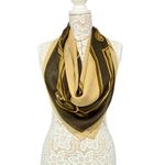Ellen Tracy Vintage Silk Scarf Baroque Border Print Neutral Gold Brown, Sheer Photo 4