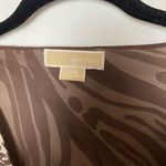 Michael Kors Silk Animal Print Blouse | Tie Front | Wing Sleeves | Brown | Size Size L Photo 2
