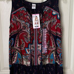 Bila Small Sleeveless Boho Peasant Paisley Floral‎ Print Blouse Photo 0