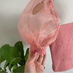 Alice + Olivia Eliana Smocked Crop Top Size XS in Pink Photo 6