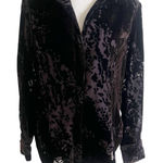 Jones New York Women’s Burnout Velvet Brown Button Down Shirt Blouse Size 12 Photo 0