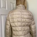 Michael Kors MICHAEL Beige Satin Specks Chevron Quilted Puffer Jacket Size M Photo 2