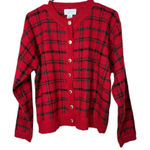 Christopher & Banks Vintage Christopher Banks Wool Blend Sweater‎ Cardigan Red Green Plaid M Photo 0