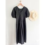 Madewell  | NWT | Puff-Sleeve Drop-Waist Midi Dress | True Black | Sz 2 Photo 4