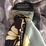 Moda  Floral Scarf Black Mint Gold White Photo 1