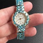 Vintage Vernier Baby Blue Swarovski Crystal Bracelet Watch Photo 4