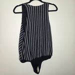 Bebe Black and White Striped Sleeveless Bodysuit Photo 4