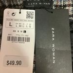 ZARA NEW Woman Gray Tweed Houndstooth Tapered Plaid Straight Leg Dress Pants L Photo 4