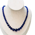 Vintage Deep Blue Faceted Glass Bead Necklace With Silver Photo 0