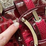 M.C. GENUINE LEATHER RED HANDBAG PURSE SHOULDER FAUX CROC SNAKE Photo 10