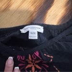 BeachLunchLounge Black Top with Pink and Orange Embroidery Photo 3