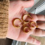 Set of 2 pair twist C hoop earring, Extra Thick Gold Plating Layer Photo 0