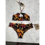 NWT Aloe Aloe Fruit‎ Punch Bikini Set Sz Small Hipster Keyhole Black Photo 1