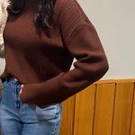 PacSun LA Hearts Ribbed Cropped Mock Neck Brown Sweater Photo 3