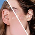 Silver CZ Moon Stainless Steel Barbell Earring Photo 0