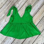 Who What Wear  Women's Bright Green Linen Blend Tie Shoulder Top Size XS Photo 2