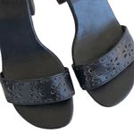 EUC ELF Leather Heeled Whipstitch Sandals Black Size 7.5 Photo 3