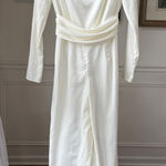 Pretty Little Thing NWT Ivory Satin High Neck Jumpsuit 6 Photo 0