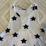 Terez  Women’s White with Black Stars Racerback Tank Top Size S Photo 1