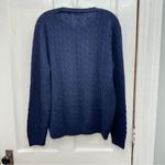Saks 5th Avenue Saks Fifth Avenue navy blue wool blend cable knit crew neck sweater womens large Photo 3