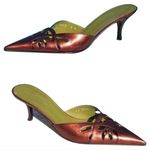Donald Pliner Copper Antique Metallic Couture Leather Mule Shoe NWT New $245 Gold Size 6.5 Photo 0