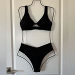 Geluboao Womens Black High Wasited Bikini Set Cheeky Brazilian Cut Thong S Photo 1